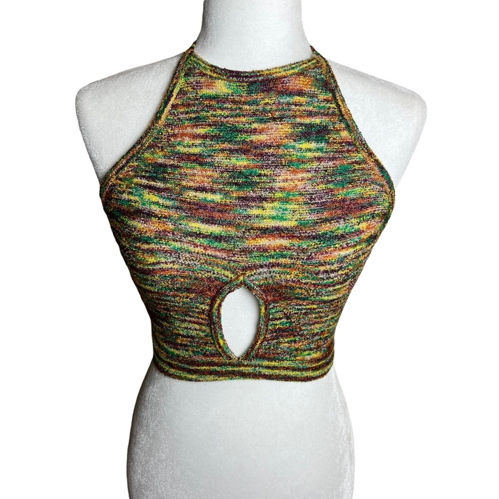 Kimchi Blue Urban Outfitters Rainbow Hue Knit Halter Top Backless Size Small